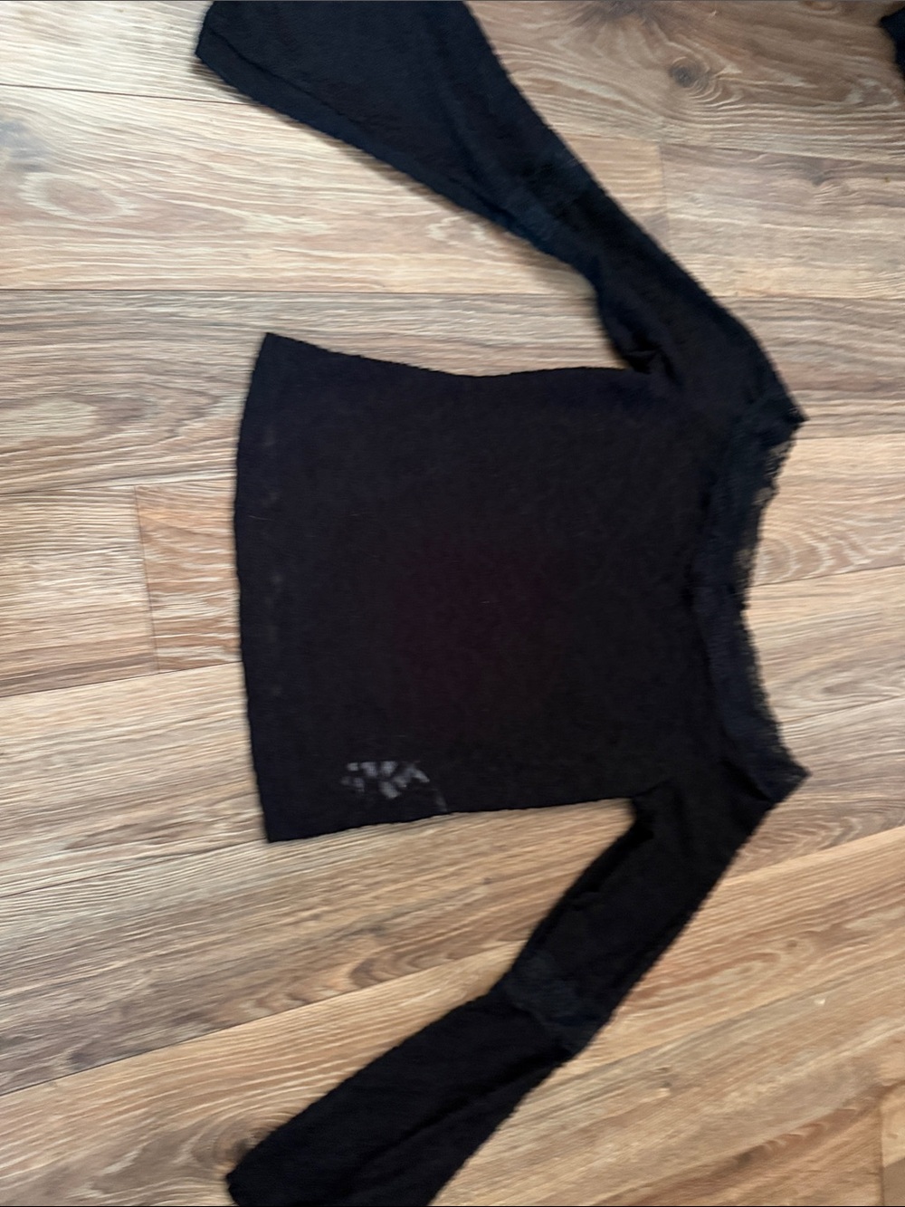 SHEIN Black Sheer Knit Long Sleeve Top
